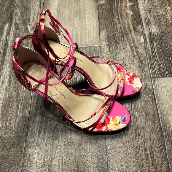 Jessica Simpson Vibrant Pink Floral Heels Size 8.5 - Picture 9 of 16